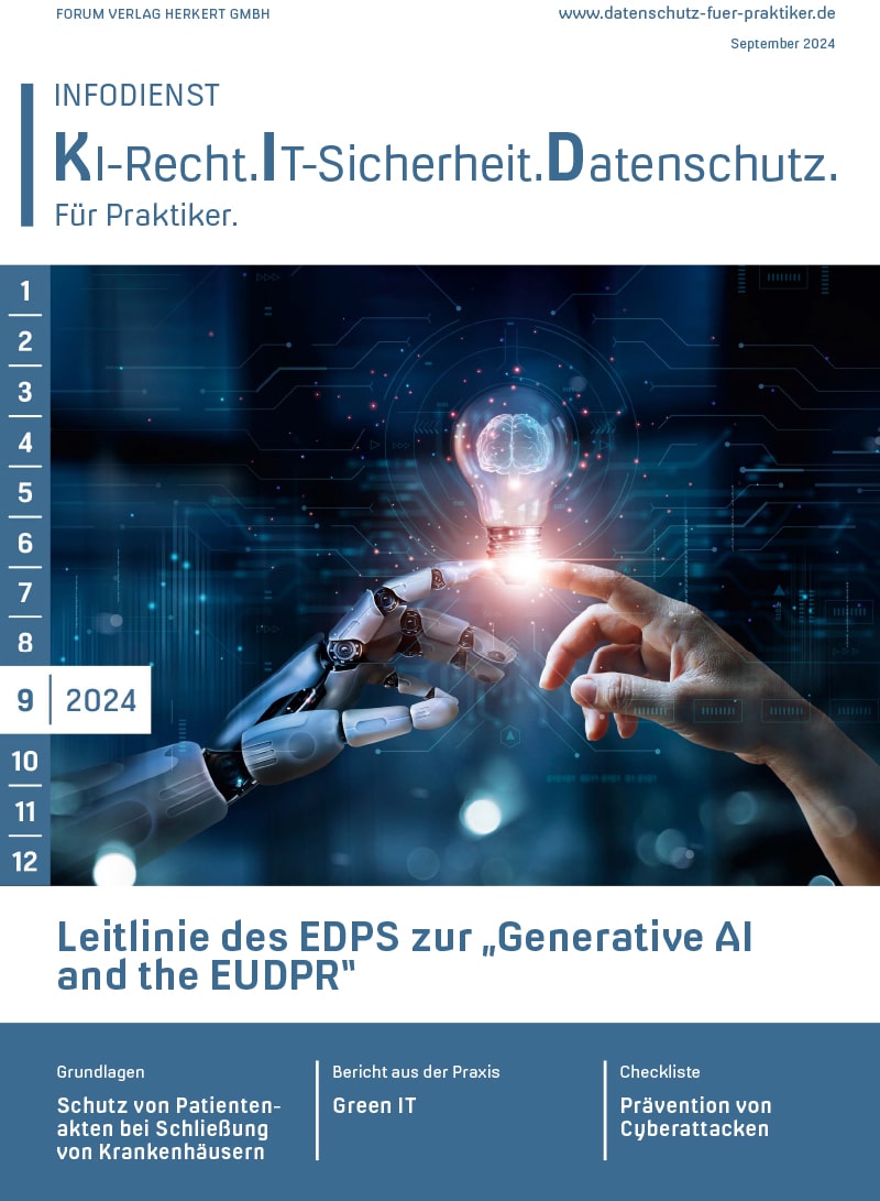 Ausgabe September 2024 Leitlinie des EDPS zu „Generative AI and the EUDPR“